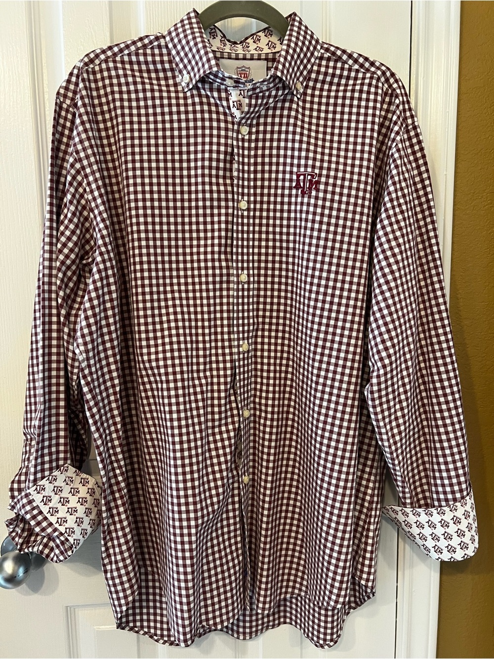 Thomas Dean Collegiate Texas A&M Aggies Gingham Button-Down Shirt, Size L